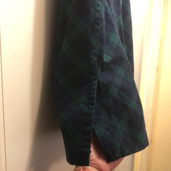 Argyle plaid green & blue pencil knee length skirt - Picture 2 of 7